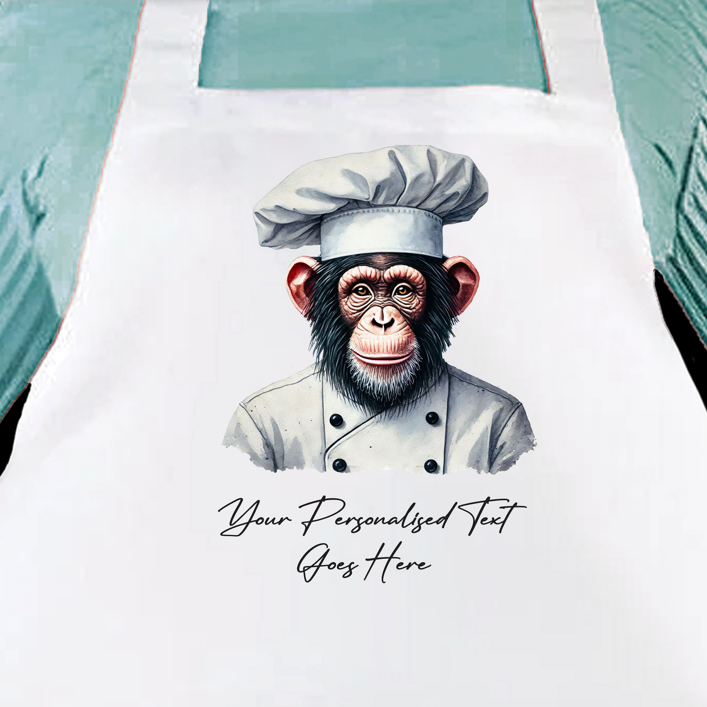 Personalised Watercolour Animal Chef Chimpanzee Cooking Apron B