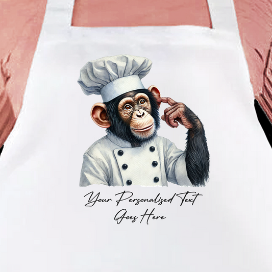 Personalised Watercolour Animal Chef Chimpanzee Cooking Apron