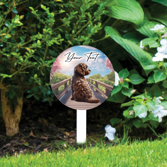 Personalised Bridge Dog Grave Marker - Chocolate Cockapoo