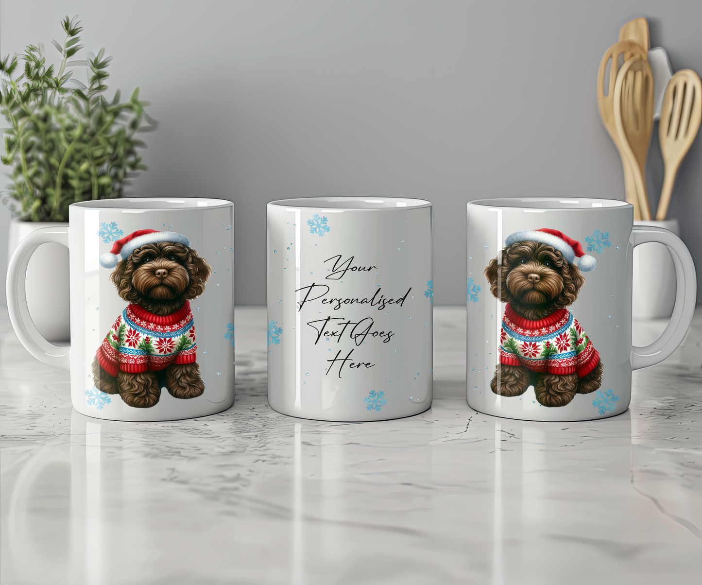 Personalised Chocolate Cockapoo Dog Christmas Jumper Gift Mug