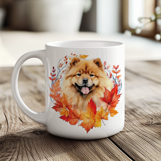 Personalised Chow Chow in an Autumn wreath - Keepsake Mug, ideal gift for Birthday and Christmas Gift, by Floppsie Moppsie – floppsiemoppsie at floppsiemoppsie.co.uk