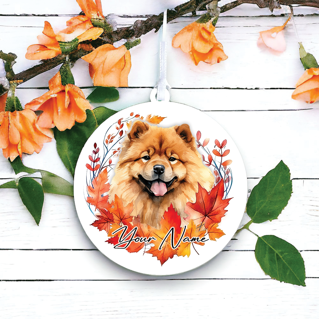 Personalised Chihuahua Autumn Dog Wreath Hanging Decoration