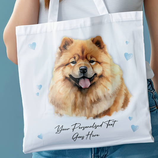 Personalised Dog Love Hearts Chow Chow Tote Bag