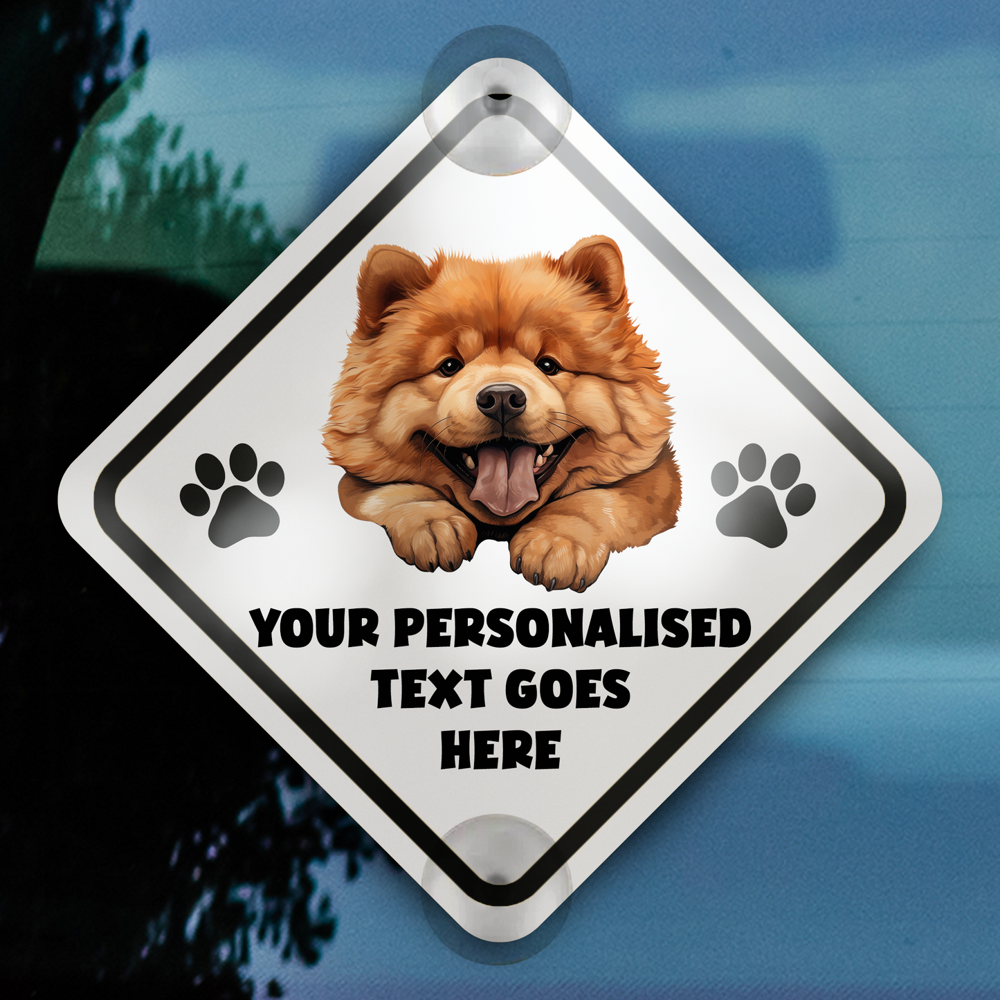 Personalised Dog On Board Car Window Sign - Chow Chow