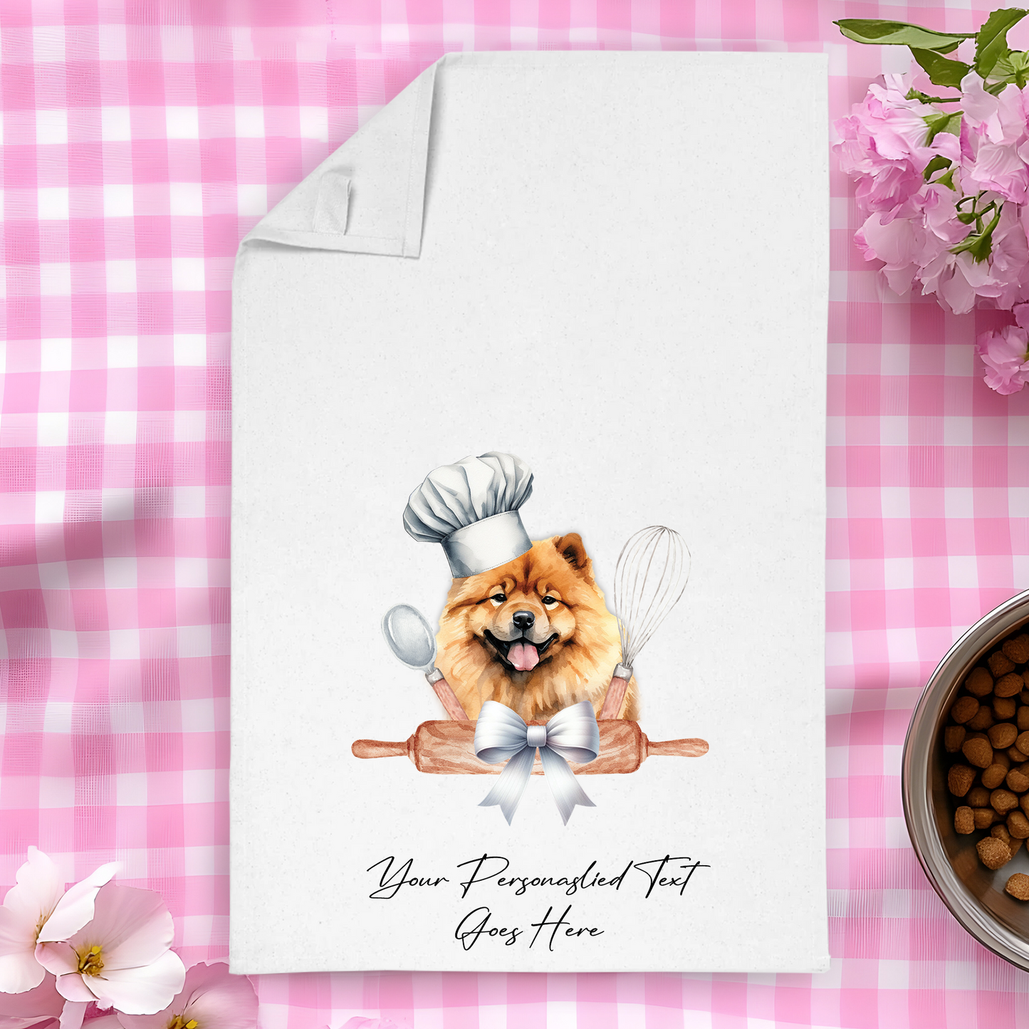 Personalised Dog In Chef Hat Gift Tea Towel - Chow Chow