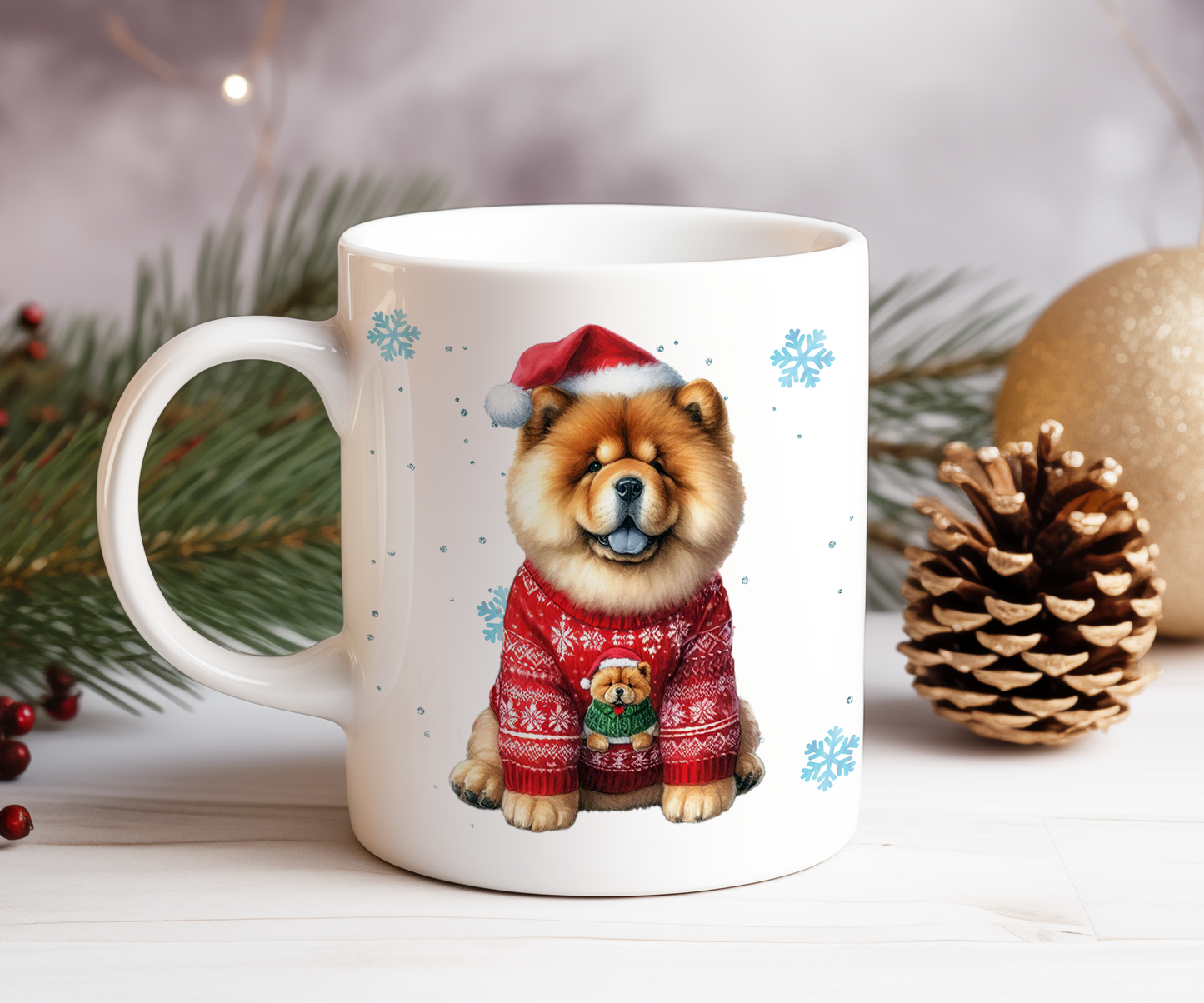 Personalised Chow Chow Dog Christmas Jumper Gift Mug