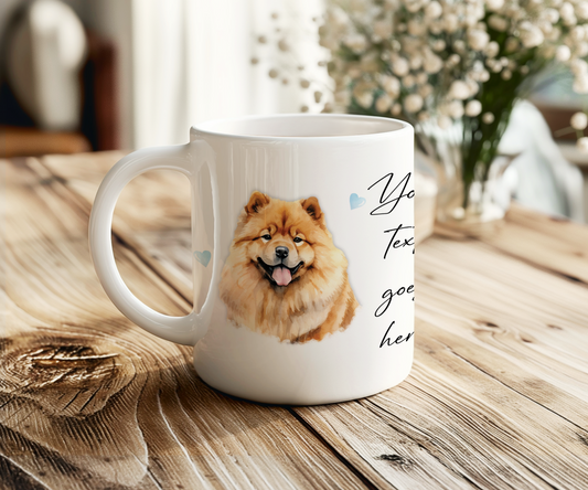 Personalised Dog Gift Mug - Chow Chow with Custom Message and Optional Hearts