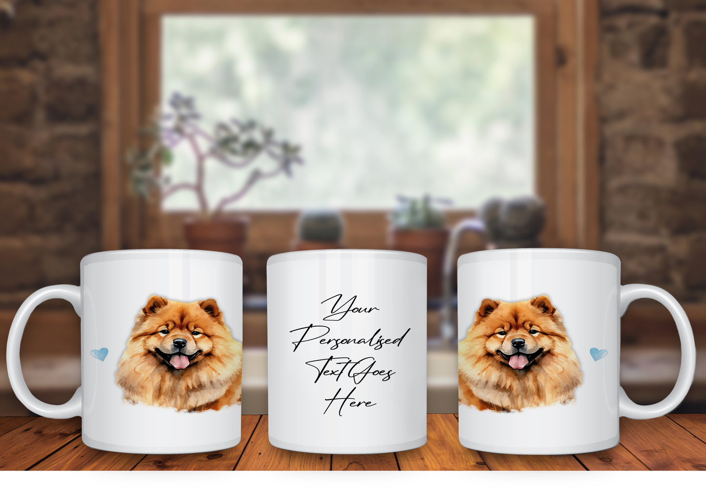 Personalised Dog Gift Mug - Chow Chow with Custom Message and Optional Hearts