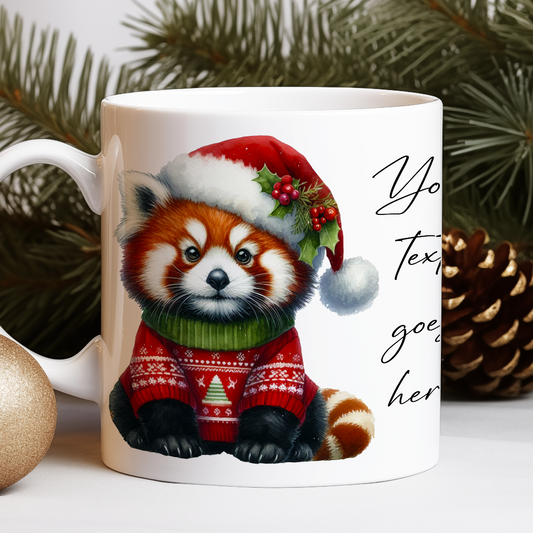 Christmas Red Panda Personalised Gift Mug B