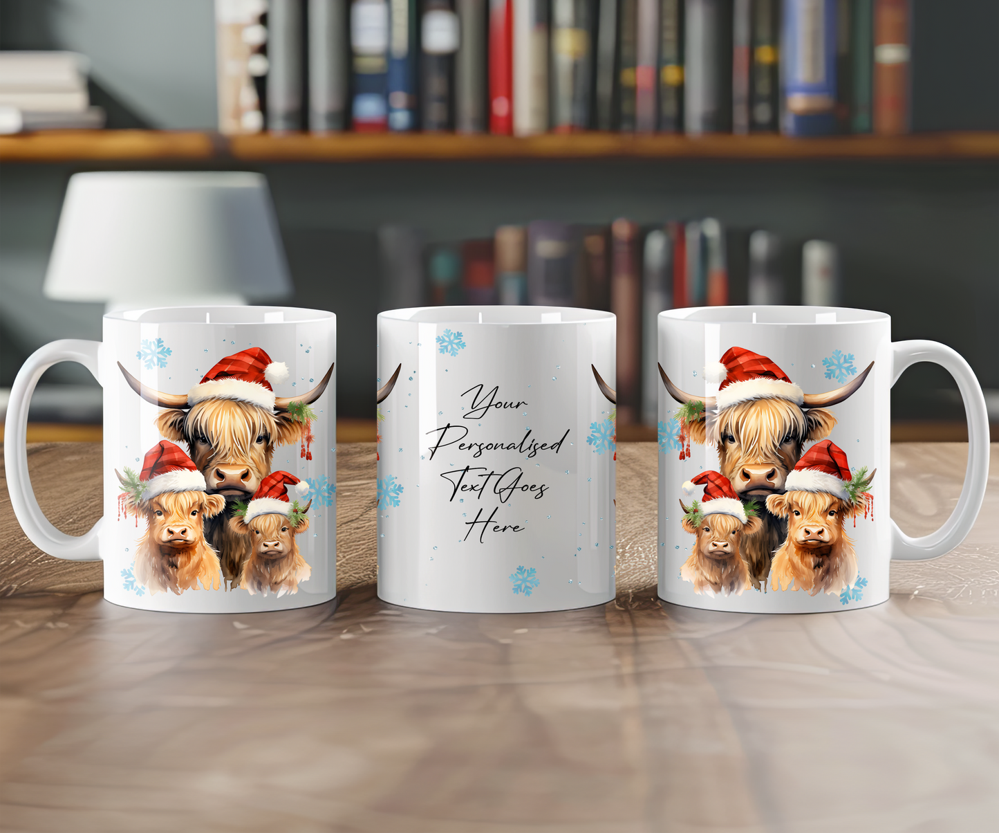 Personalised Christmas Highland Cow Family Gift Mug - Style A