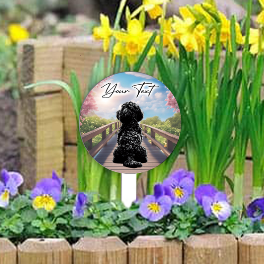 Personalised Bridge Dog Grave Marker - Black Cockapoo