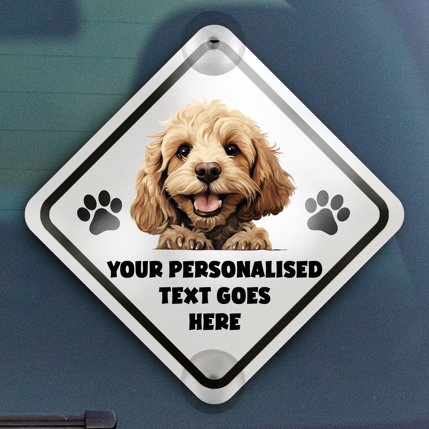 Personalised Dog On Board Car Window Sign - Cockapoo