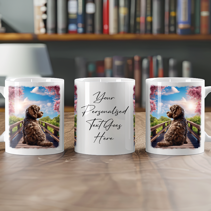 Personalised Bridge Dog Memorial Chocolate Cockapoo - Keepsake Gift Mug, by Floppsie Moppsie – floppsiemoppsie at floppsiemoppsie.co.uk