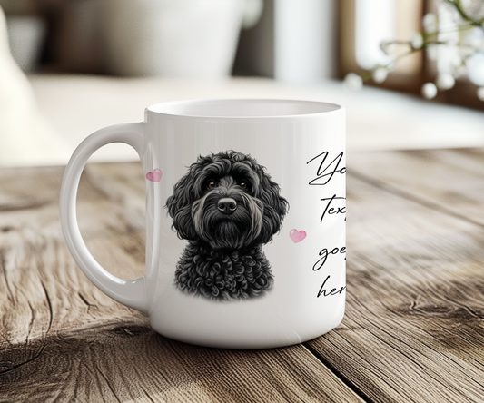 Personalised Dog Gift Mug - Black Cockapoo with Custom Message and Optional Hearts