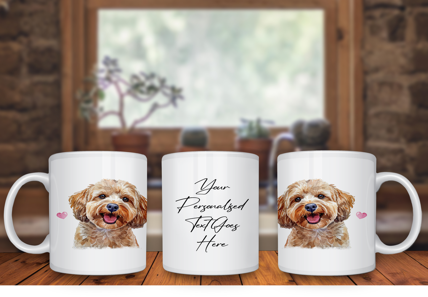 Personalised Dog Gift Mug - Cockapoo with Custom Message and Optional Hearts