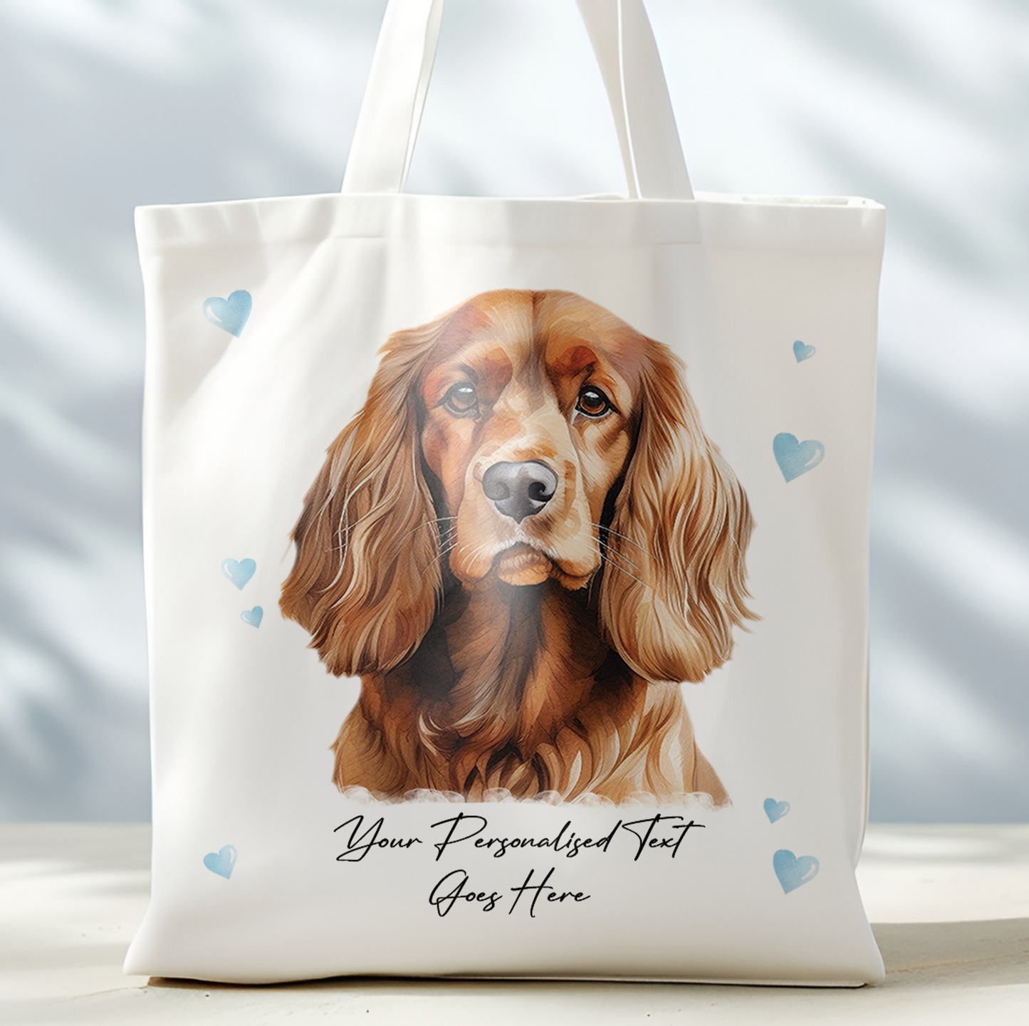 Personalised Dog Love Hearts Cocker Spaniel Tote Bag