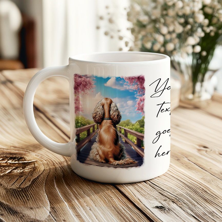 Personalised Bridge Dog Memorial Cocker Spaniel - Keepsake Gift Mug, by Floppsie Moppsie – floppsiemoppsie at floppsiemoppsie.co.uk