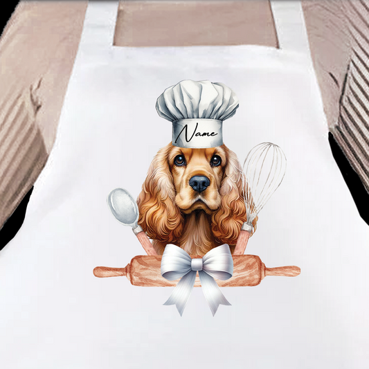 Personalised Pet Chef Dog - Cocker Spaniel - Keepsake Gift Kitchen Baking Cooking Apron, by Floppsie Moppsie – floppsiemoppsie at floppsiemoppsie.co.uk