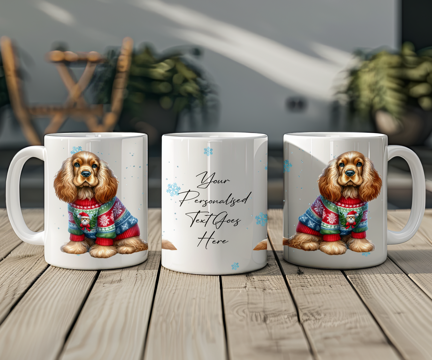 Personalised Cocker Spaniel Dog Christmas Jumper Gift Mug