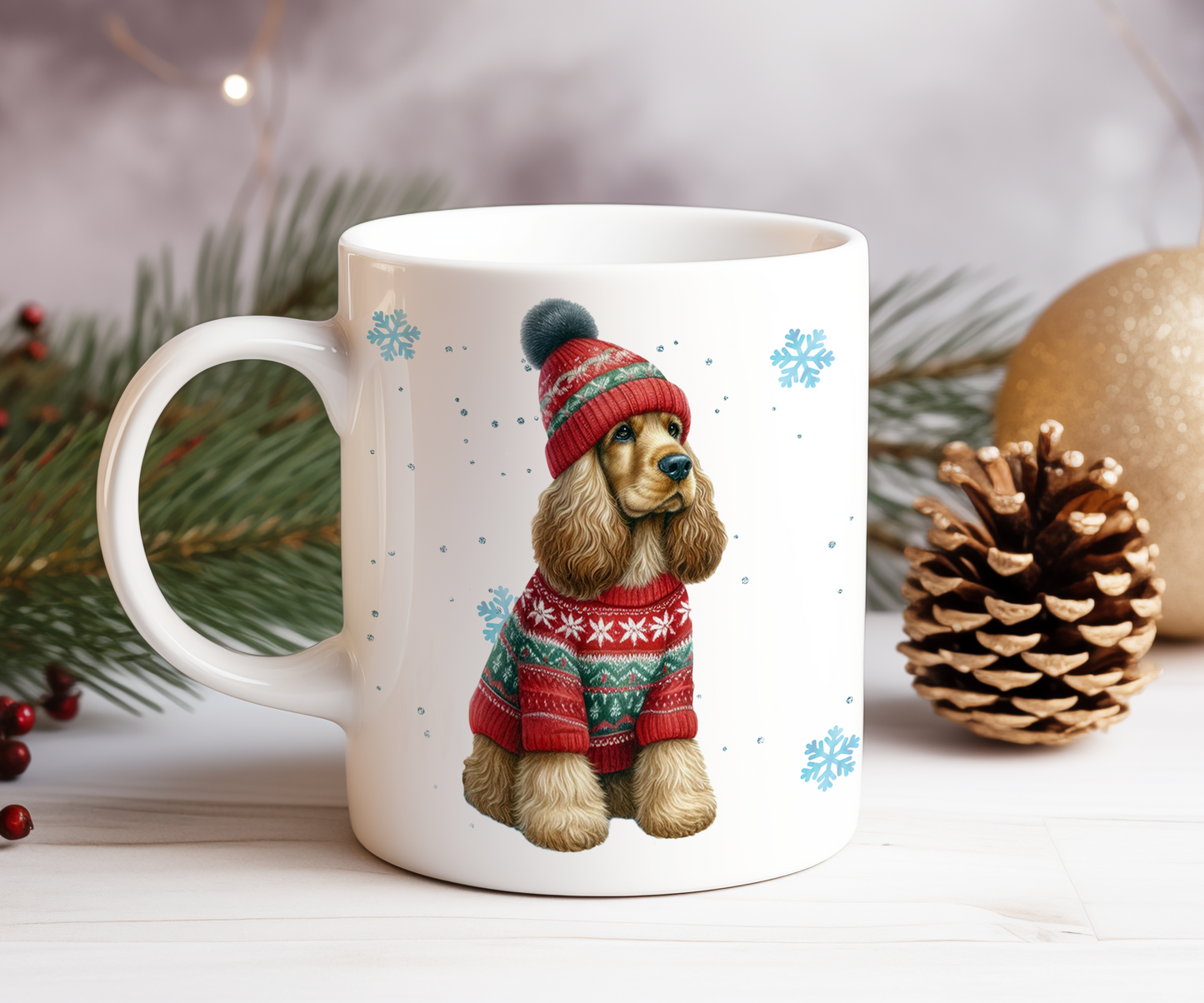 Personalised Cocker Spaniel Dog Christmas Jumper Gift Mug - Style B