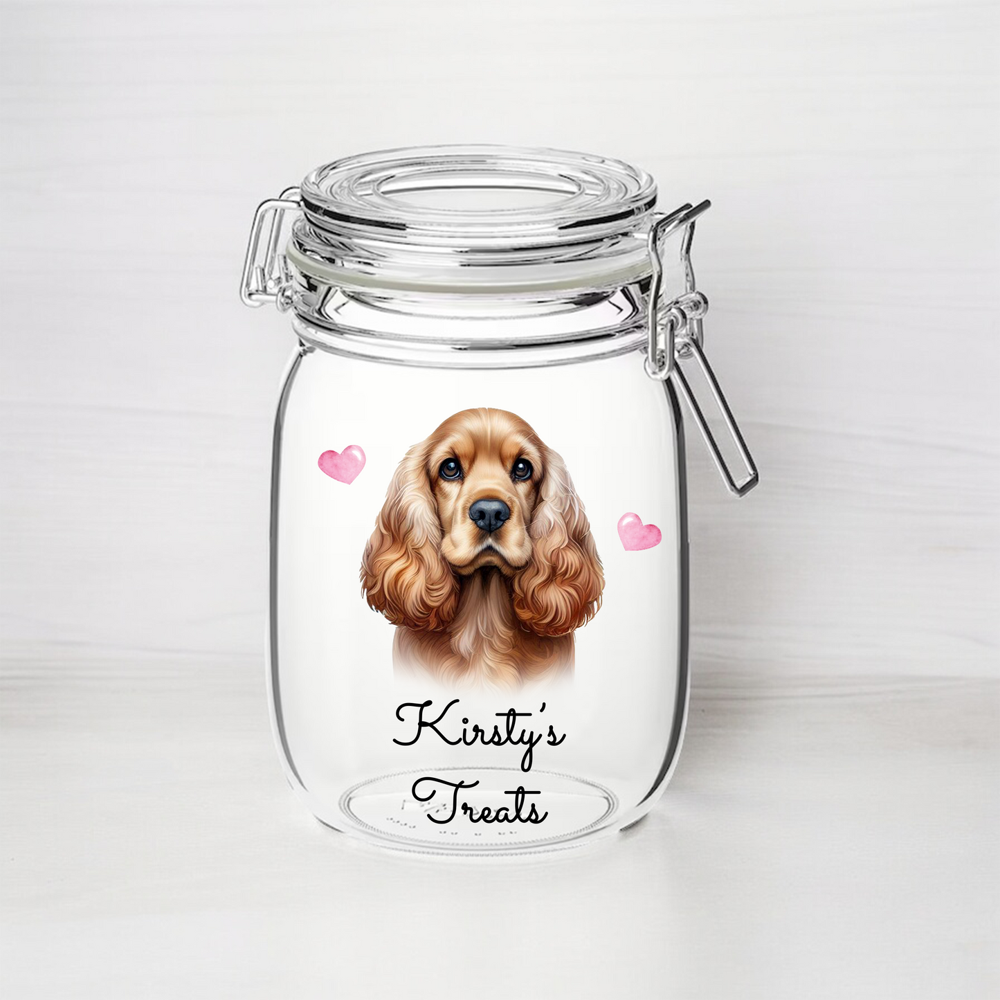 Personalised Cocker Spaniel Dog Treat Kilner Style Gift Jar - DGJR13