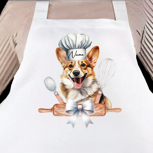 Personalised Pet Chef Dog - Corgi - Keepsake Gift Kitchen Baking Cooking Apron, by Floppsie Moppsie – floppsiemoppsie at floppsiemoppsie.co.uk