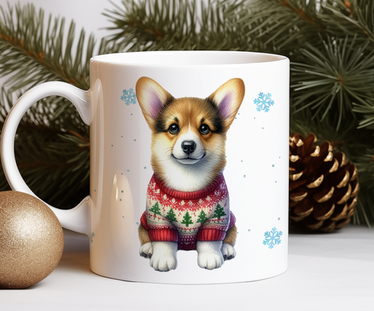 Personalised Corgi Dog Christmas Jumper Gift Mug - Style B