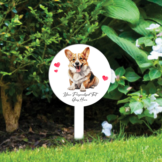 Personalised Dog Love Heart Grave Marker - Corgi