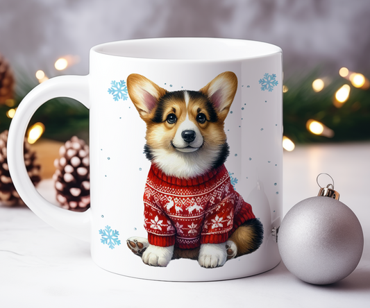 Personalised Corgi Dog Christmas Jumper Gift Mug