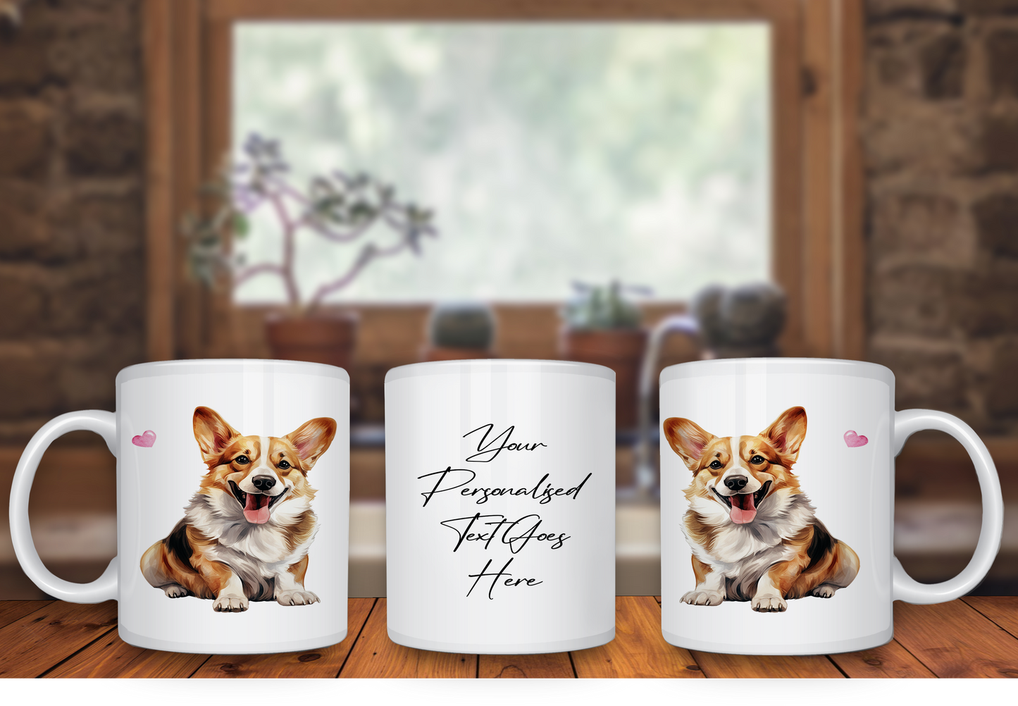 Personalised Dog Gift Mug - Corgi with Custom Message and Optional Hearts