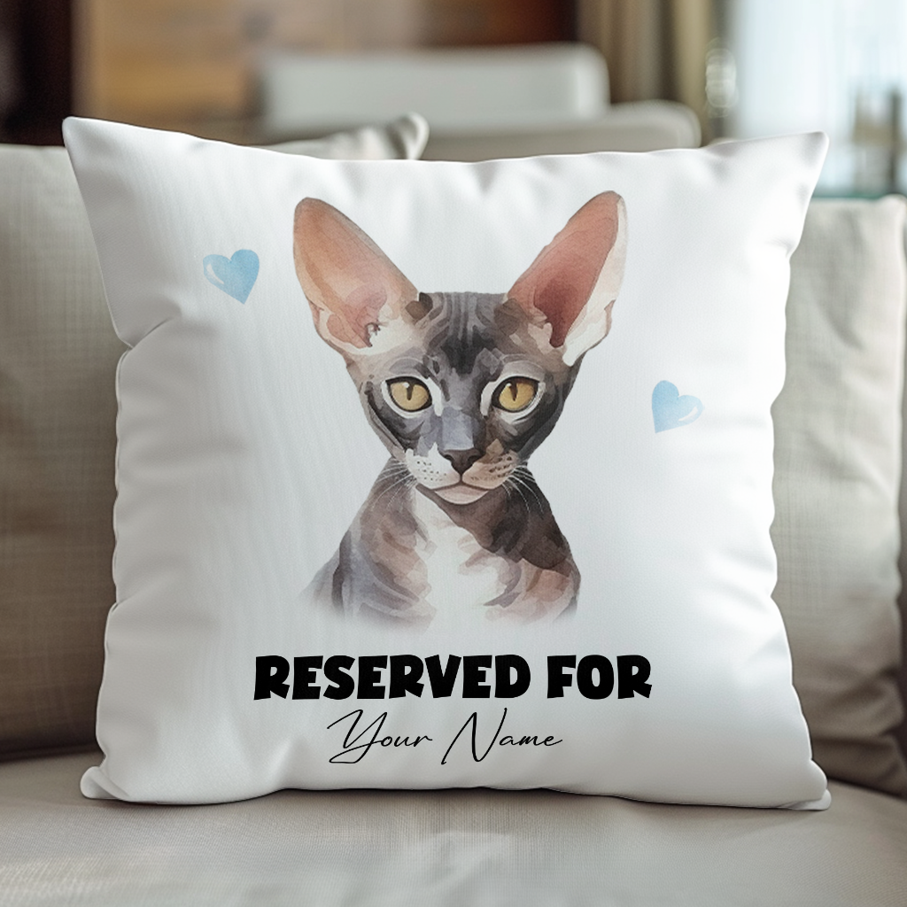 Personalised Cornish Rex Cat RESERVED FOR - Cushion Cover Gift