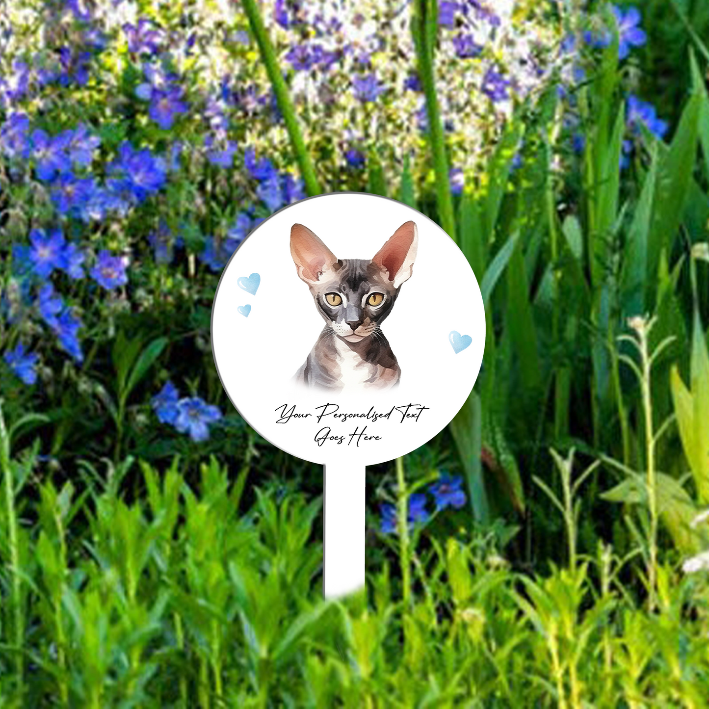 Personalised Cat Love Heart Grave Marker - Cornish Rex