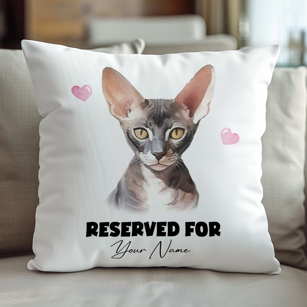 Personalised Cornish Rex Cat RESERVED FOR - Cushion Cover Gift