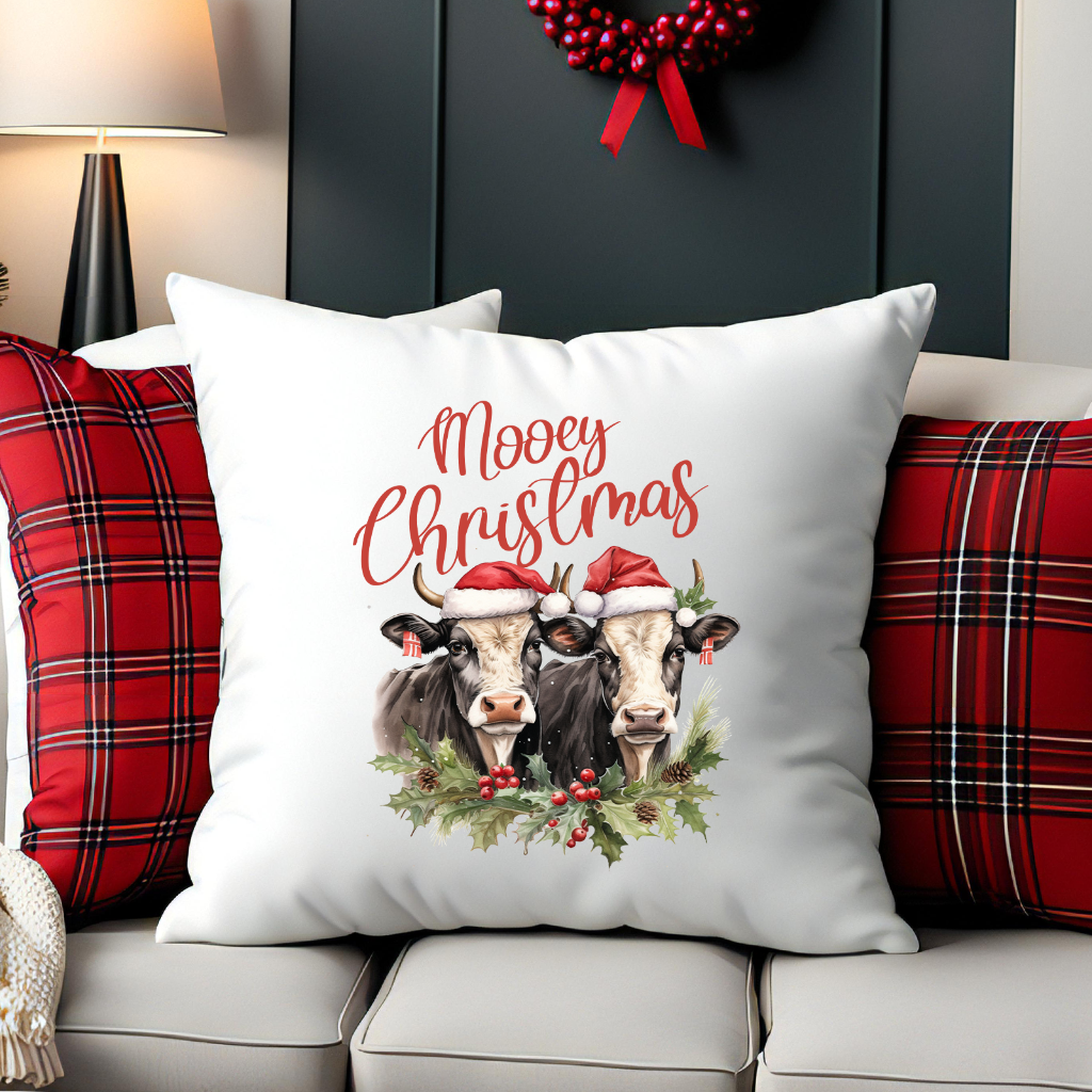 Personalised Christmas Cow pun - Keepsake Gift cushion, by Floppsie Moppsie – floppsiemoppsie at floppsiemoppsie.co.uk