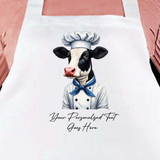 Personalised Watercolour Animal Chef Cow Cooking Apron