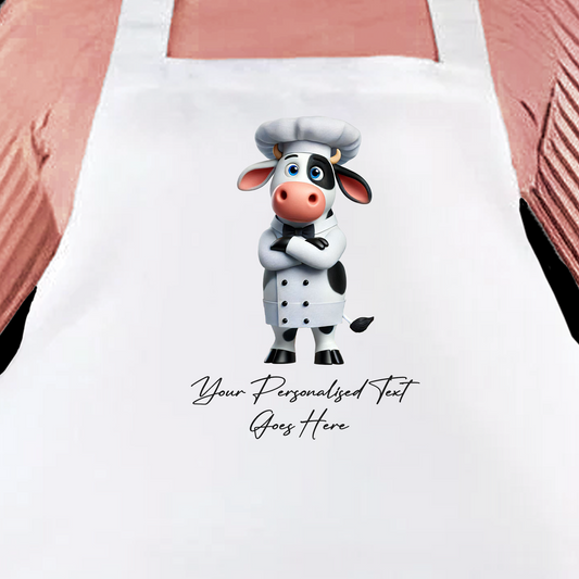 Personalised Toon Animal Chef Cow Cooking Apron