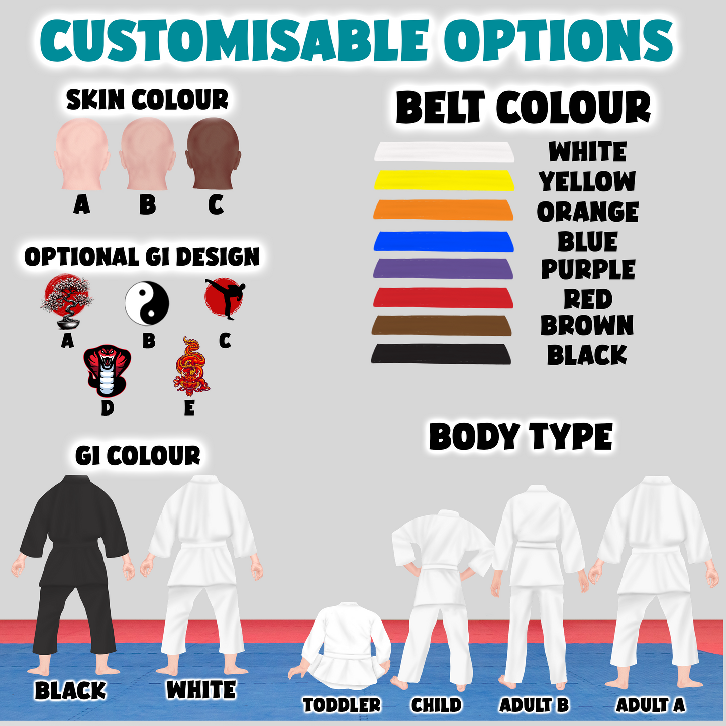 Personalised Karate, Judo, Ju Jitsu, Taekwondo Martial Arts Gi Creator - Mouse Mat - 2 People