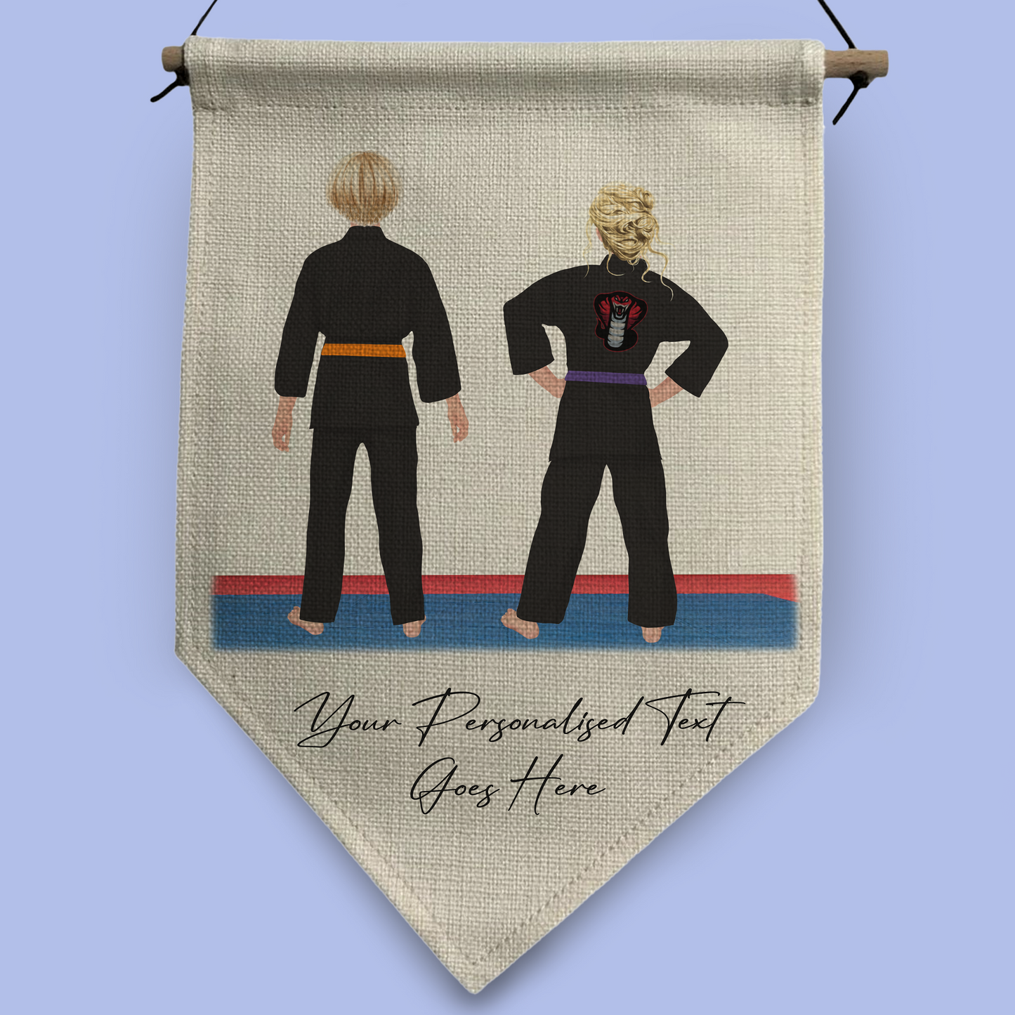 Personalised Karate, Judo, Ju Jitsu, Taekwondo Martial Arts Gi Creator - Pennant Flag - 2 People