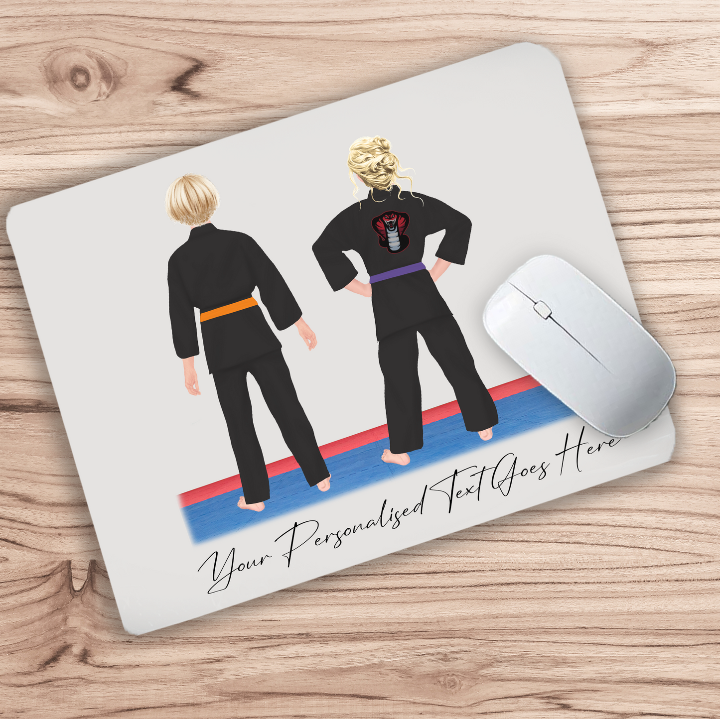 Personalised Karate, Judo, Ju Jitsu, Taekwondo Martial Arts Gi Creator - Mouse Mat - 2 People