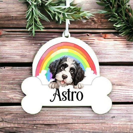 Personalised Portuguese Water Rainbow Hanging Decoration