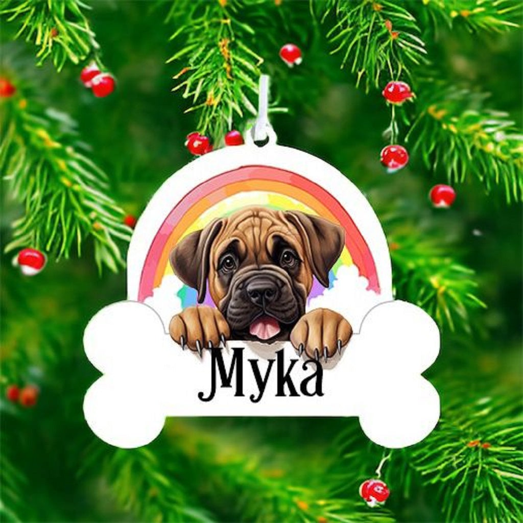 Personalised Mastiff Rainbow Hanging Decoration