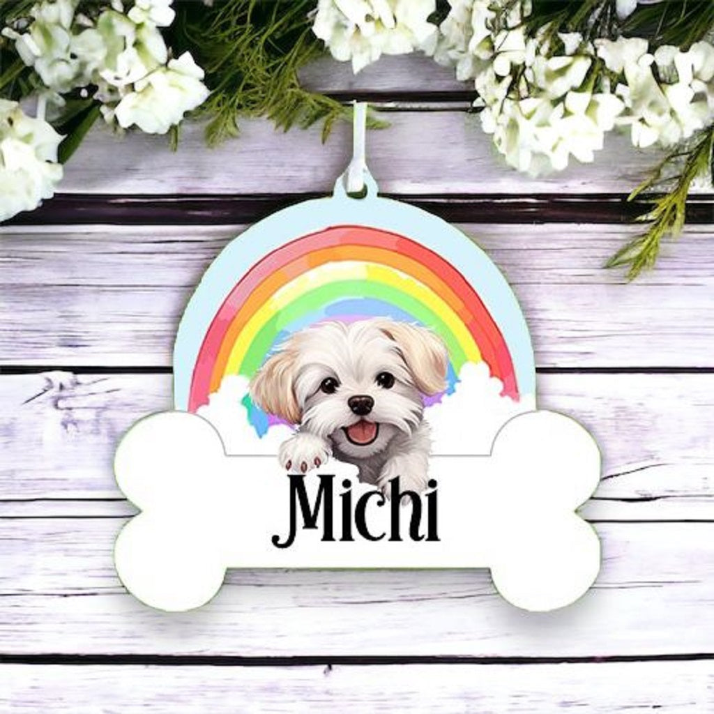 Personalised Maltese Rainbow Hanging Decoration