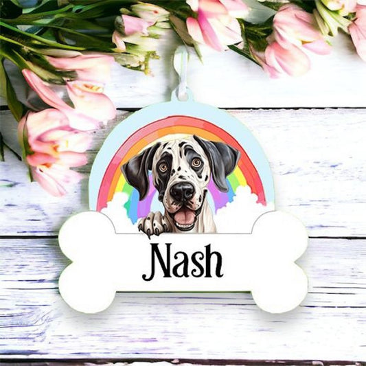 Personalised Great Dane Rainbow Hanging Decoration