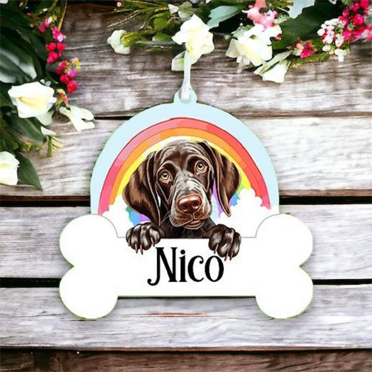 Personalised German Shorthaired Pointer Rainbow Hanging Decoration