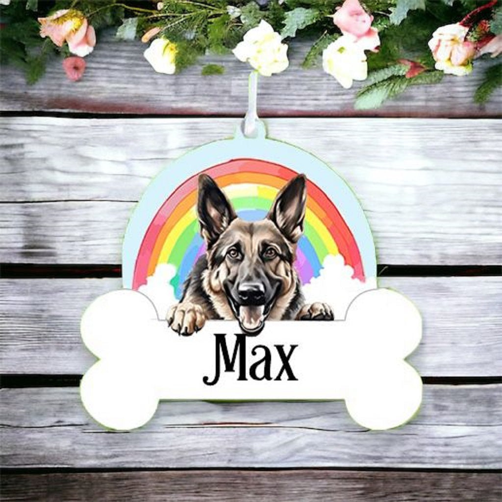 Personalised German Shepherd Rainbow Hanging Decoration