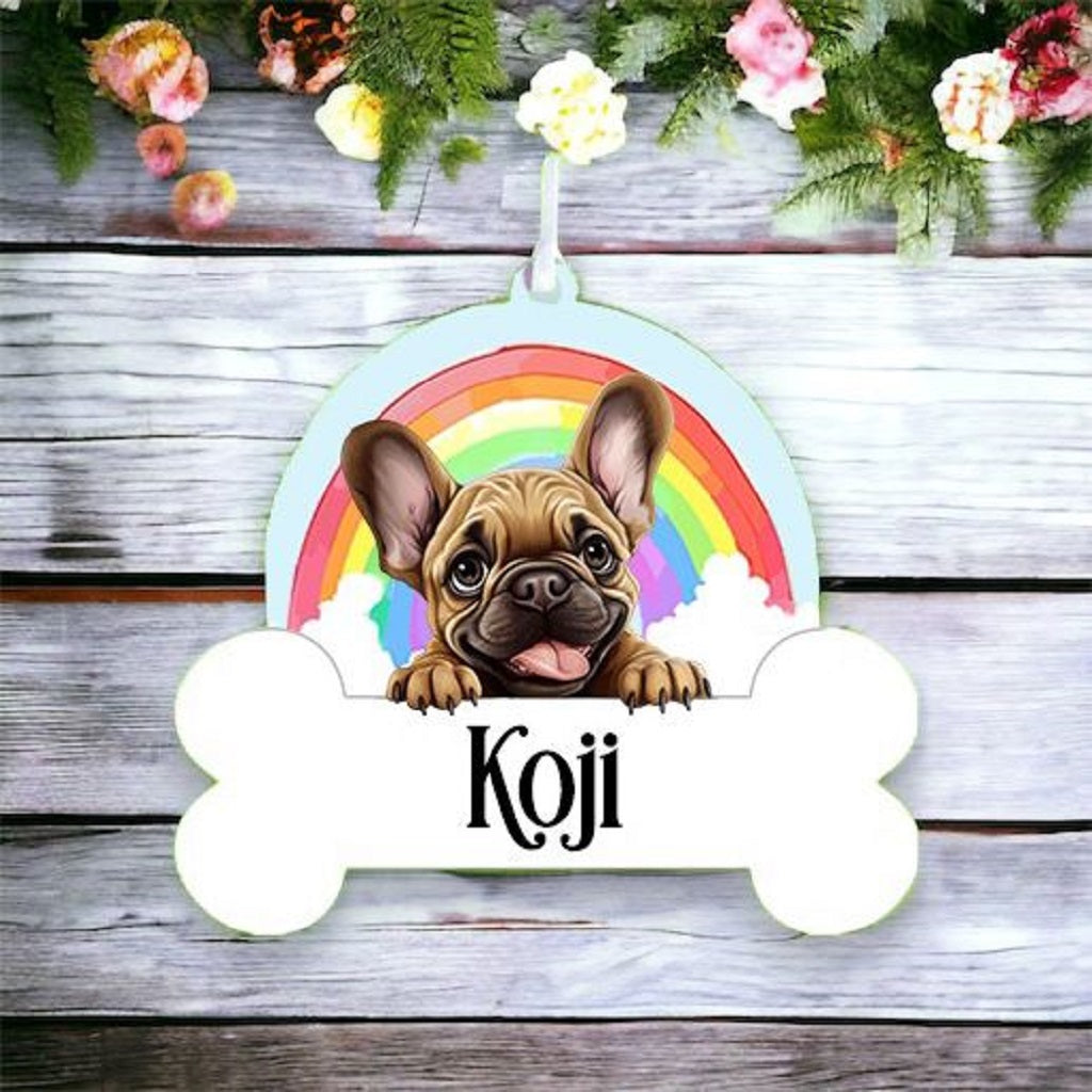 Personalised French Bulldog Rainbow Hanging Decoration