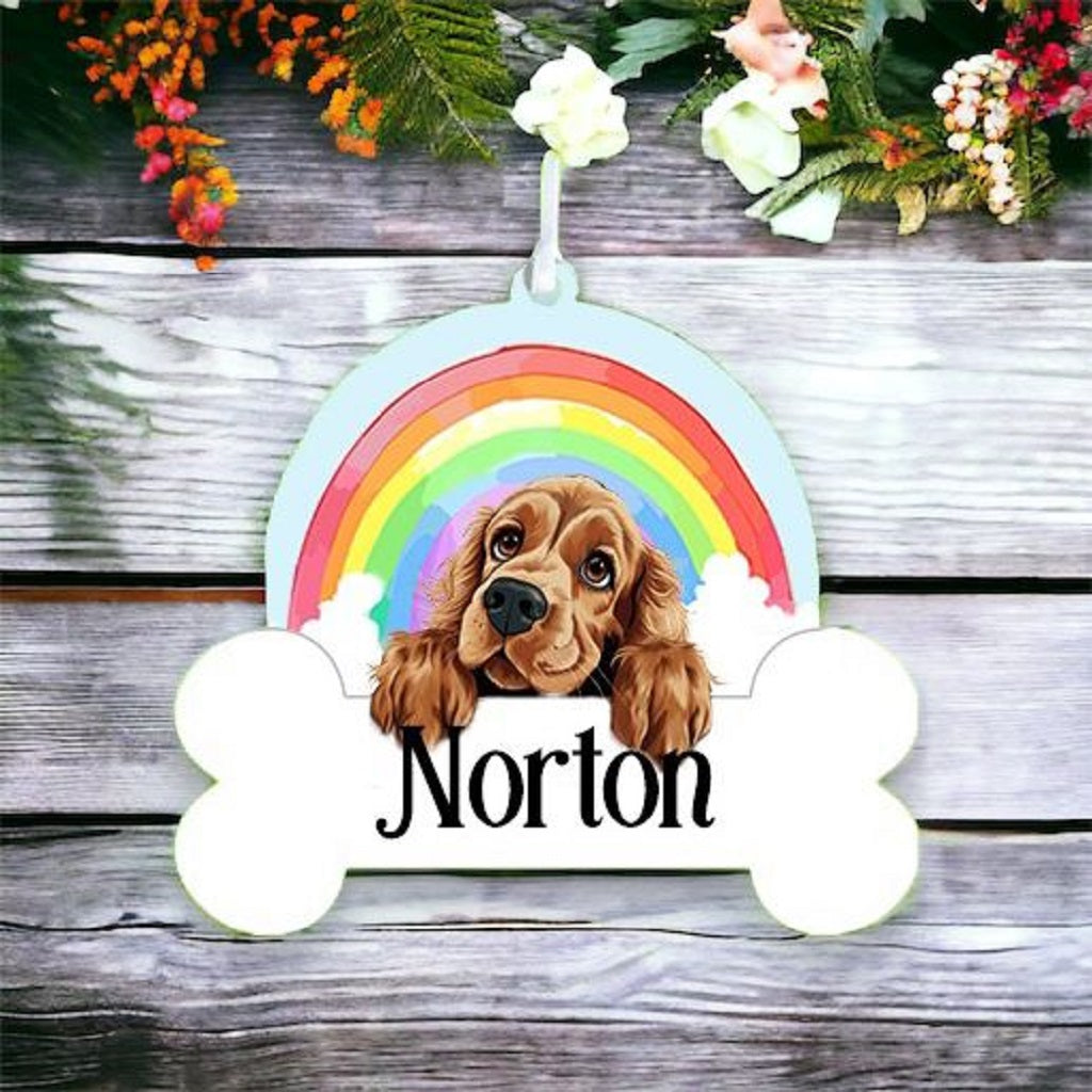 Personalised English Cocker Spaniel Rainbow Hanging Decoration