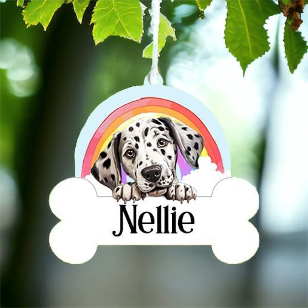 Personalised Dalmatian Rainbow Hanging Decoration