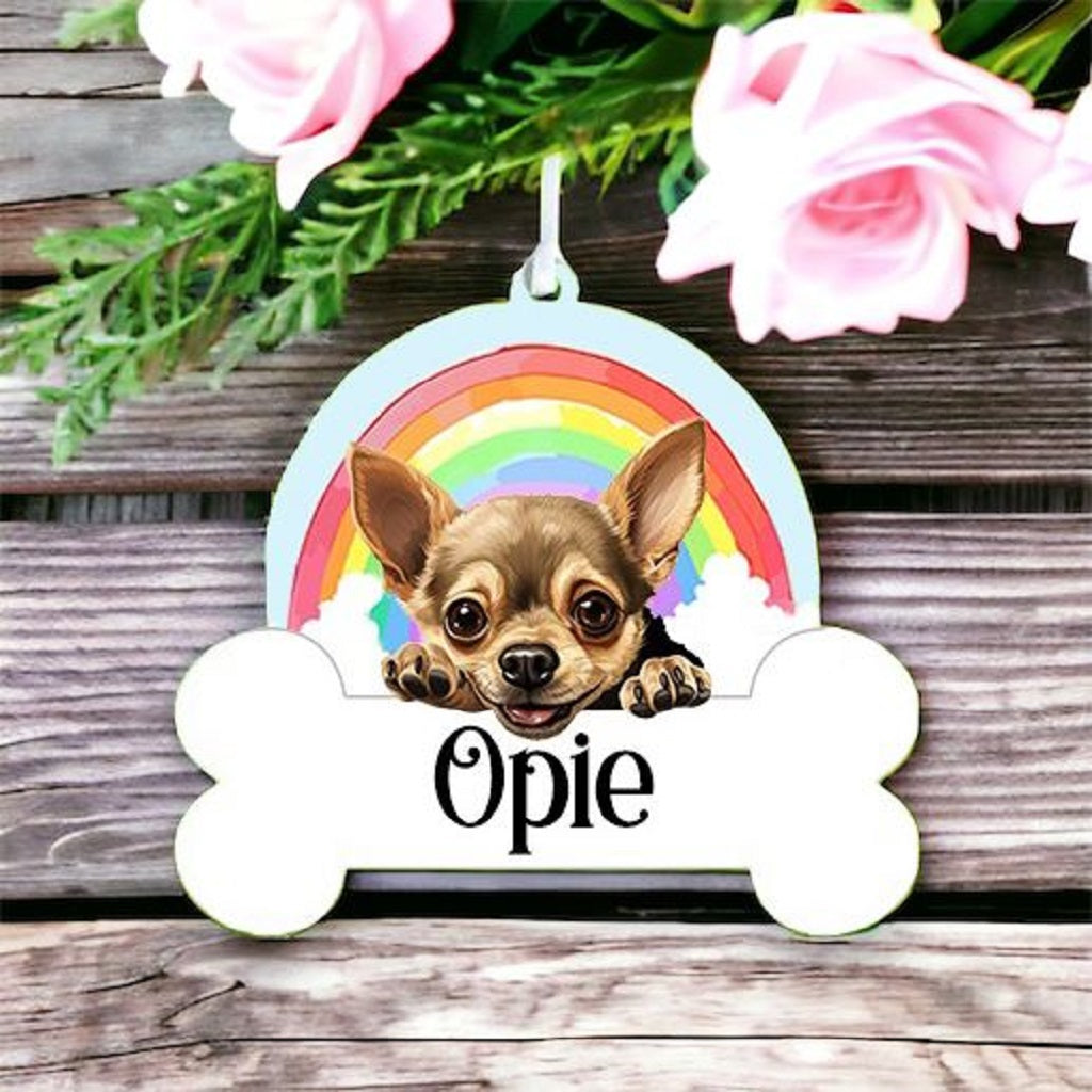 Personalised Chihuahua Rainbow Hanging Decoration