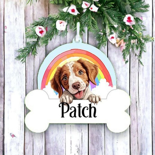 Personalised Brittany Rainbow Hanging Decoration